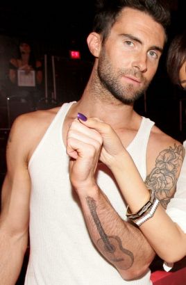 Adam Levine Guitar Tattoo On Hand